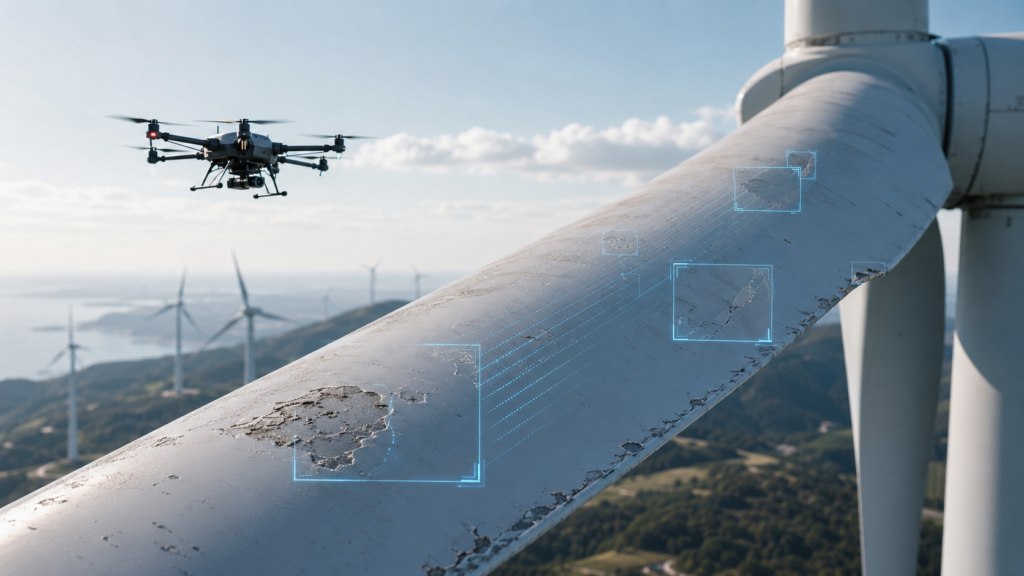Common Wind Turbine Blade Defects Detected by AI Vision Systems