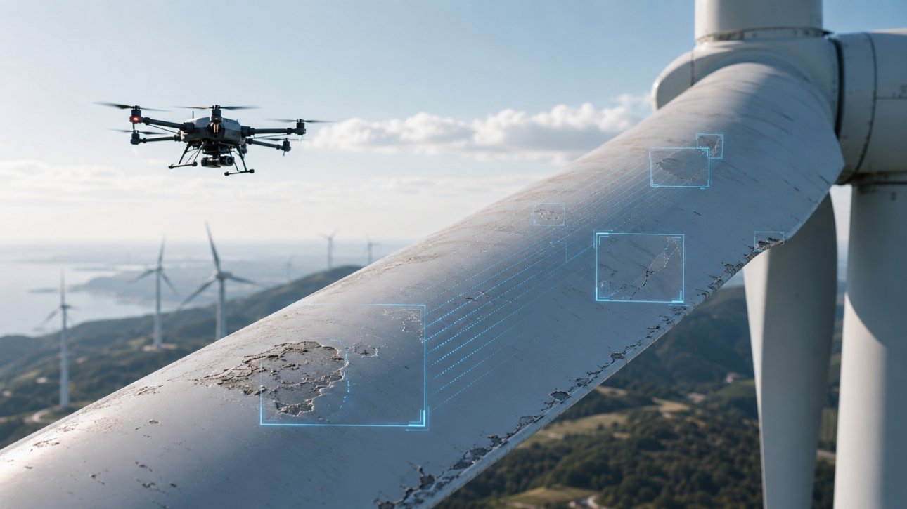 Common Wind Turbine Blade Defects Detected by AI Vision Systems
