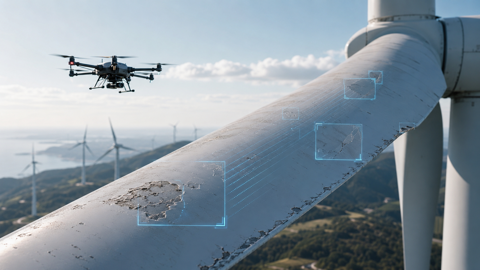 Common Wind Turbine Blade Defects Detected by AI Vision Systems
