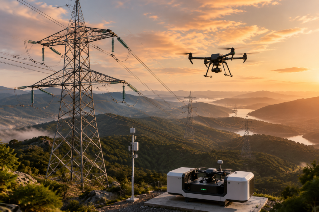 Power Grid Drone Inspection with 5G and Mesh Networking Solutions