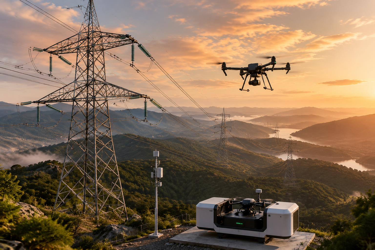 Power Grid Drone Inspection with 5G and Mesh Networking Solutions
