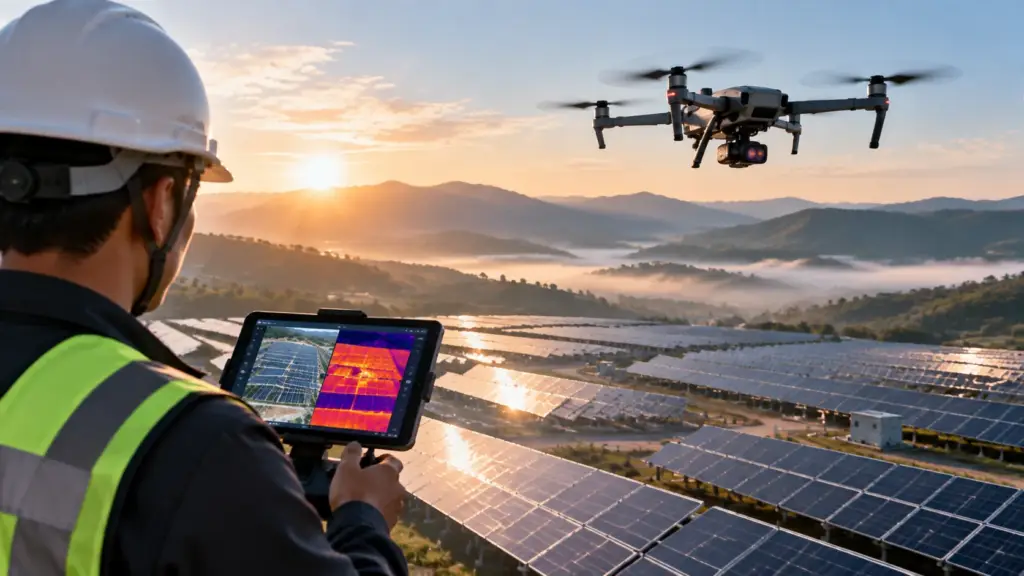Solar Power Plant Inspection with Drones, Thermal Imaging, and AI