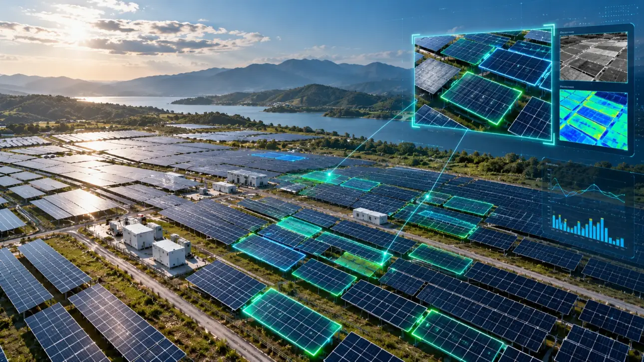 WThink AI solar panel detection API visual inference with bounding boxes for solar farm drone inspection
